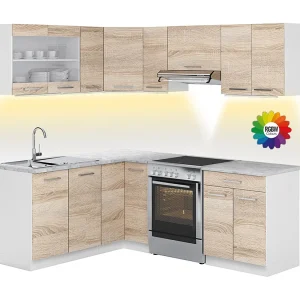 Eckküche weiß/sonoma 207x60x81.6 rick Eckküche weiß/sonoma 207x60x81.6 rick