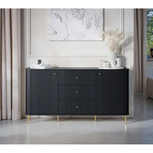 Dressoir 2 deuren 3 laden met metalen voet 160×85 cm Dressoir 2 deuren 3 laden met metalen voet 160×85 cm