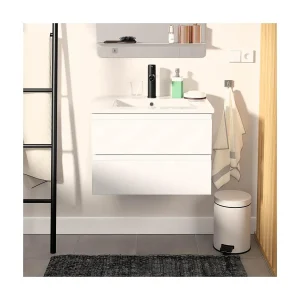 Enkele wastafelset 60cm met keramische bovenkant en zwarte kraan SORRENTO Enkele wastafelset 60cm met keramische bovenkant en zwarte kraan SORRENTO