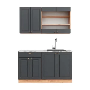 Eenpersoonskeuken antraciet landhuis/goud kraft eik 140x60x81.6 fame-line Eenpersoonskeuken antraciet landhuis/goud kraft eik 140x60x81.6 fame-line