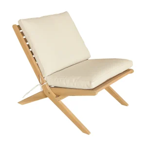 FARO Acacia opvouwbare tuinstoel met beige kussens