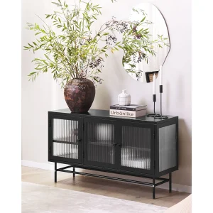 Glazen vitrinekast DEVON Metaal 115 cm Zwart Glazen vitrinekast DEVON Metaal 115 cm Zwart