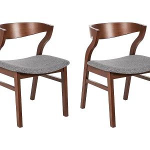 Eetkamerstoel set van 2 donkerhout grijs MAROA