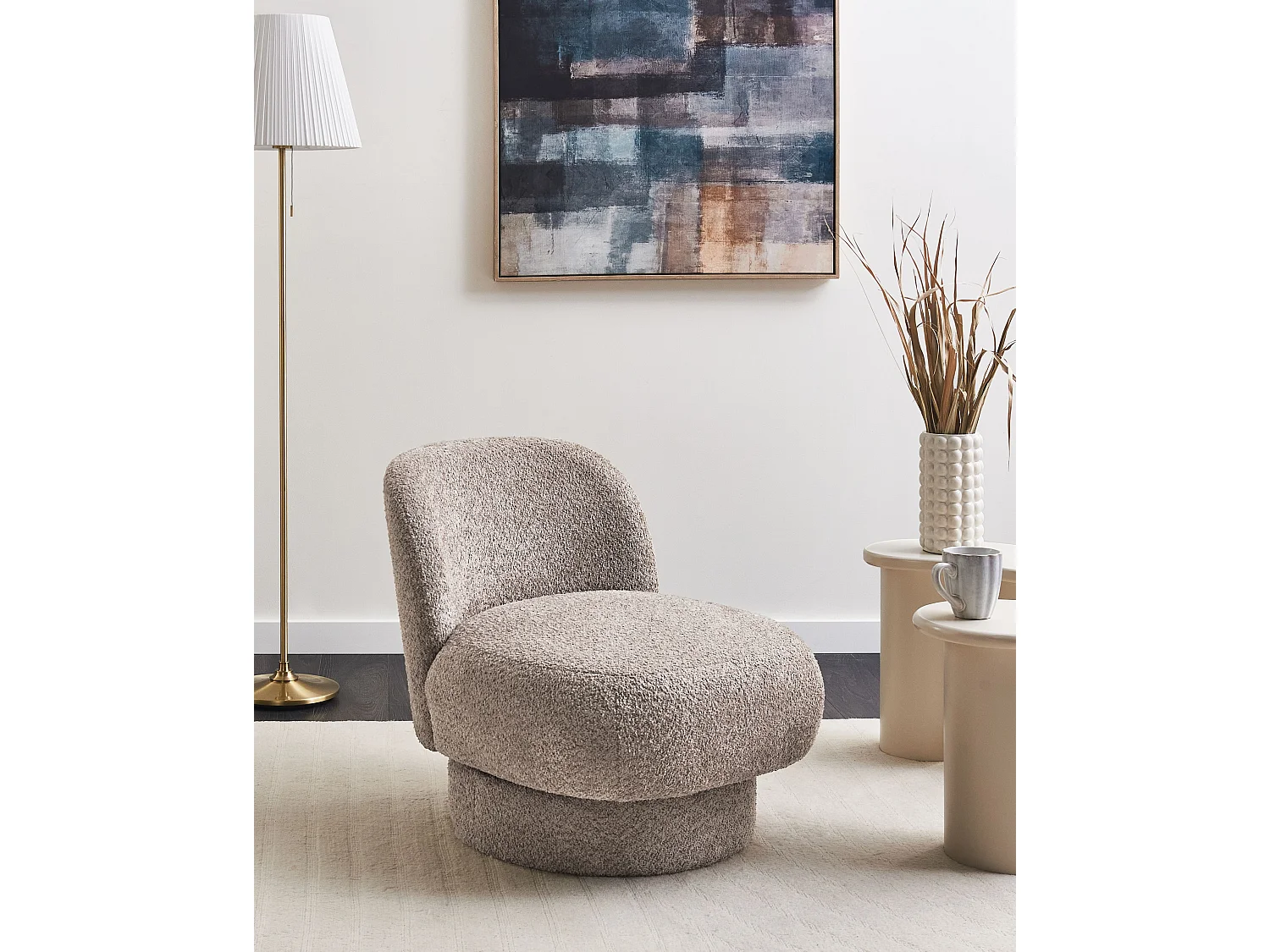 Draaifauteuil AYLO Bouclé Taupe