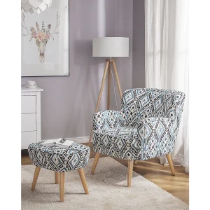 Fauteuil TUMBA met voetenbank Stof Multicolor