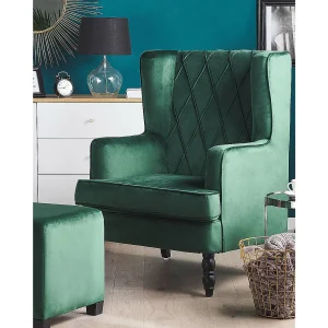 Fauteuil SANDSET met voetenbank Fluweel Donkergroen Fauteuil SANDSET met voetenbank Fluweel Donkergroen