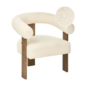 Fauteuil ILBRO Bouclé Gebroken wit/Donkerbruin Fauteuil ILBRO Bouclé Gebroken wit/Donkerbruin