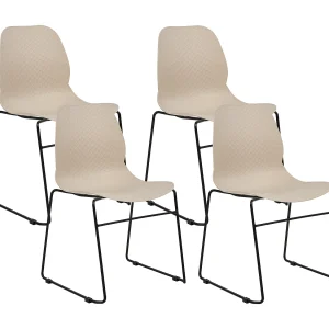 Eetkamerstoel set van 4 kunststof beige PANORA Eetkamerstoel set van 4 kunststof beige PANORA