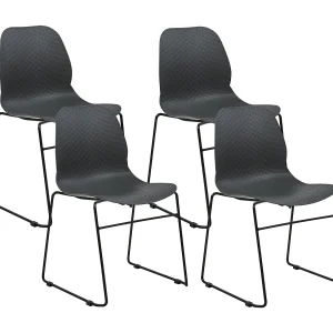 Eetkamerstoel set van 4 kunststof zwart PANORA Eetkamerstoel set van 4 kunststof zwart PANORA
