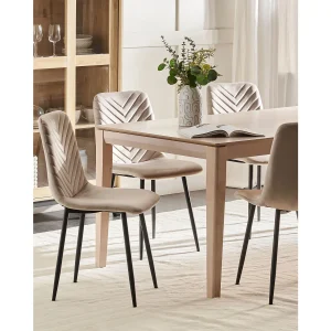 Set van 4 eetkamerstoelen HAVRE Fluweel Taupe Set van 4 eetkamerstoelen HAVRE Fluweel Taupe