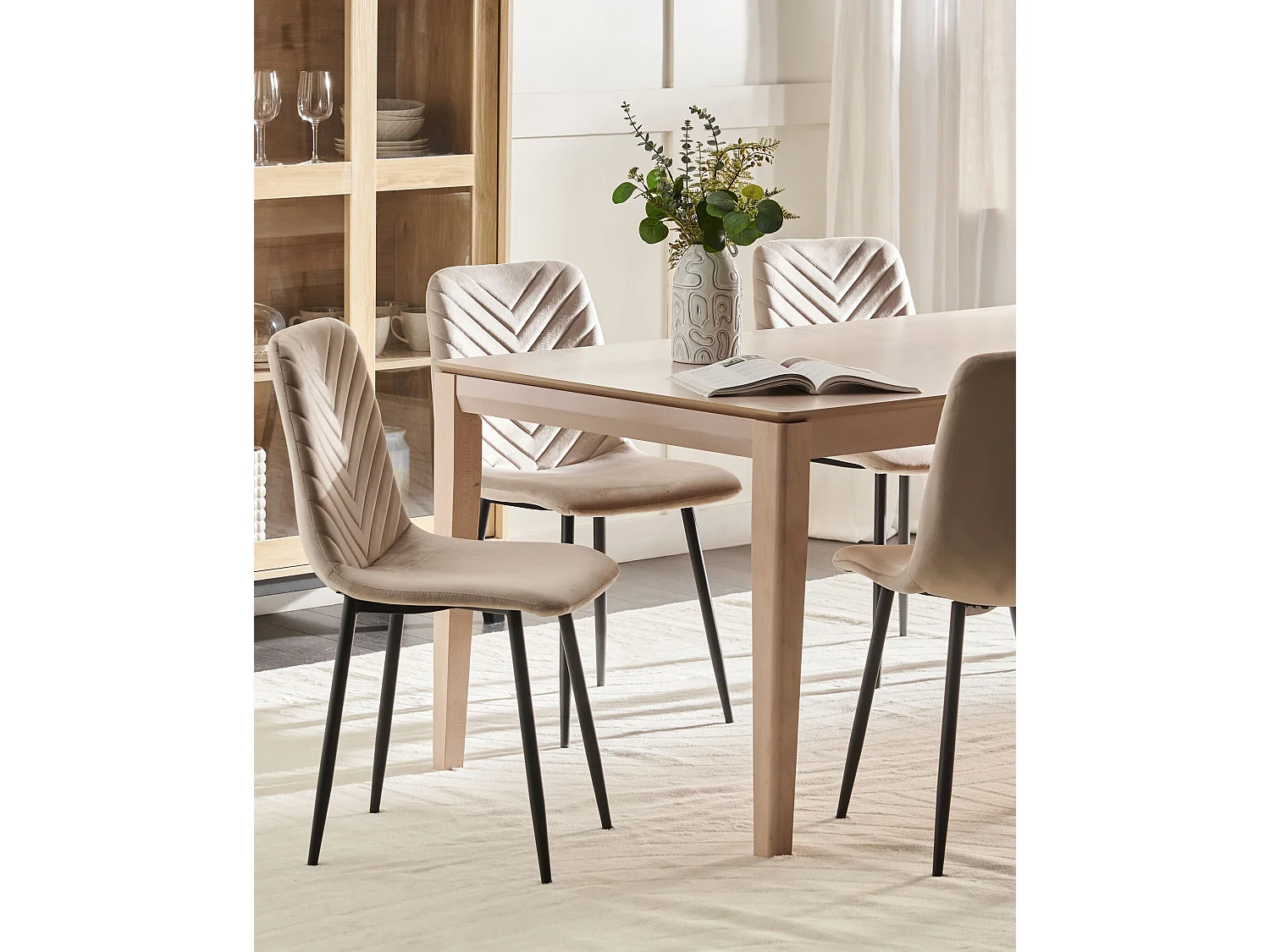 Set van 4 eetkamerstoelen HAVRE Fluweel Taupe