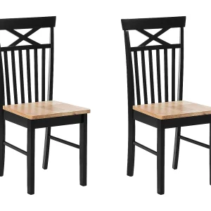 Eetkamerstoel set van 2 hout zwart/bruin HOUSTON Eetkamerstoel set van 2 hout zwart/bruin HOUSTON