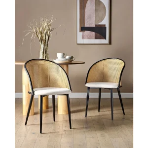 Set van 2 eetkamerstoelen CORNELL Metaal Zwart Set van 2 eetkamerstoelen CORNELL Metaal Zwart