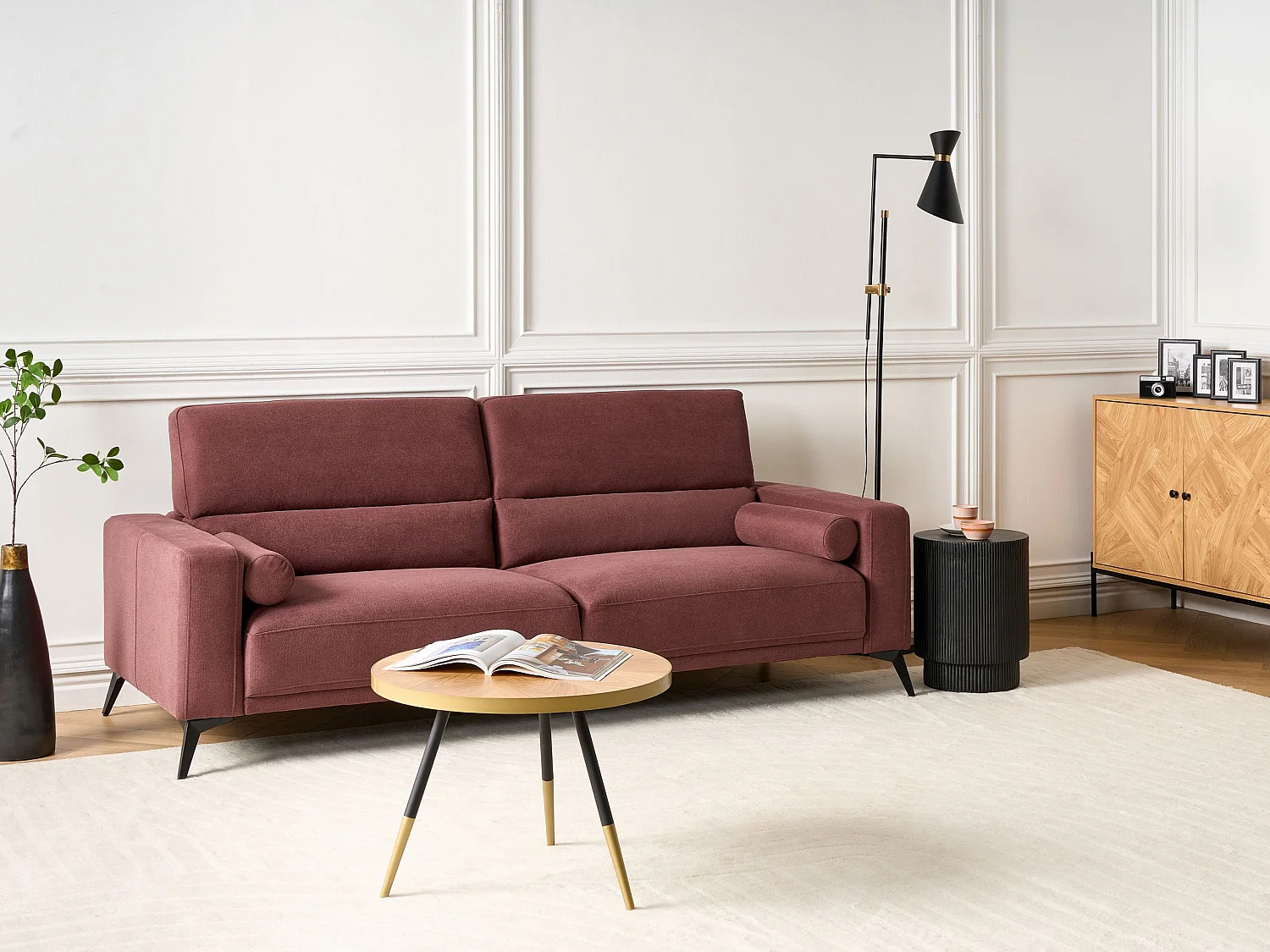 Bank ANGE Stof Bordeaux 3-zitter