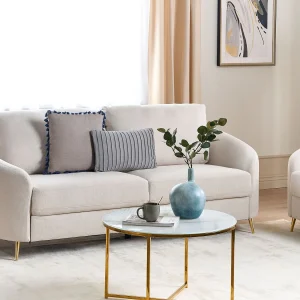Driezitsbank stof lichtbeige TROSA