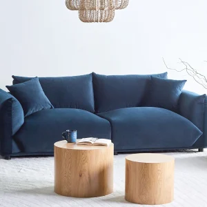 Bank LUVOS Fluweel Donkerblauw 3-zitter Bank LUVOS Fluweel Donkerblauw 3-zitter