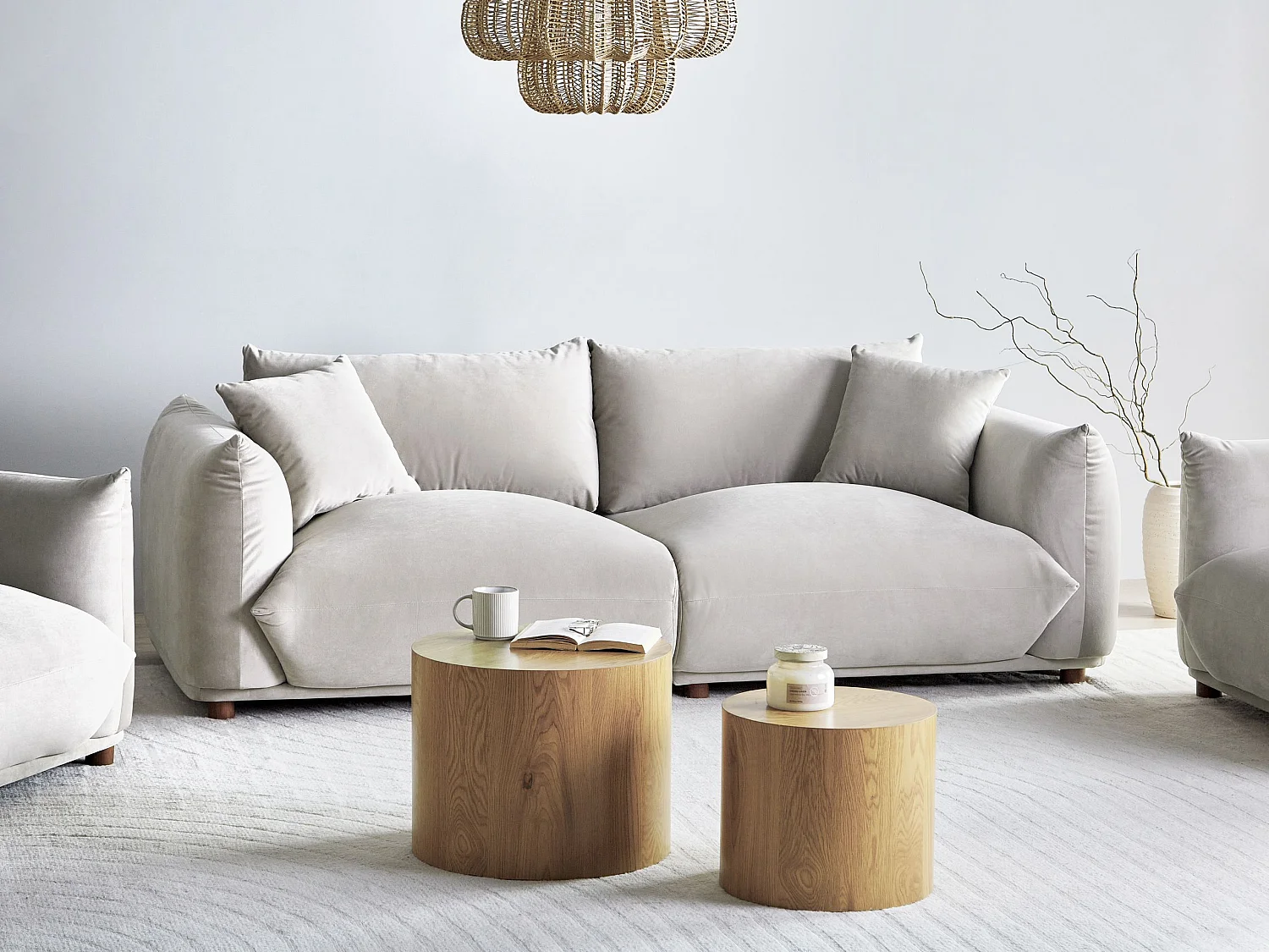 Bank LUVOS Fluweel Taupe 3-zitter