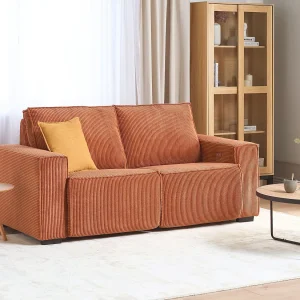 Driezitsbank elektrisch verstelbaar corduroy oranje NUKARI Driezitsbank elektrisch verstelbaar corduroy oranje NUKARI