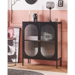 Glazen vitrinekast SARRE Metaal 90 cm Zwart Glazen vitrinekast SARRE Metaal 90 cm Zwart