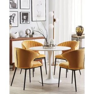 Set van 2 eetkamerstoelen AUGUSTA Fluweel Mosterdgeel Set van 2 eetkamerstoelen AUGUSTA Fluweel Mosterdgeel