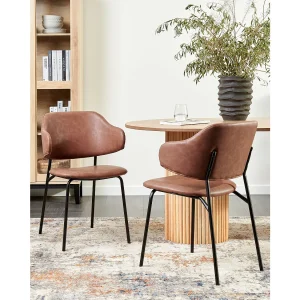 Set van 2 eetkamerstoelen KENAI Kunstleer Bruin Set van 2 eetkamerstoelen KENAI Kunstleer Bruin