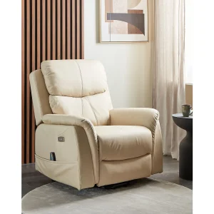 Elektrische relaxfauteuil GLORIE massagefunctie Kunstleer Beige