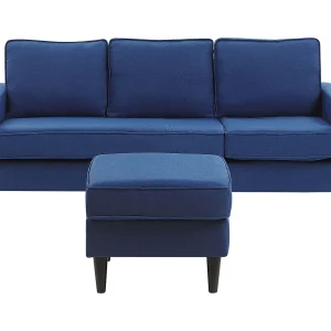 Driezitsbank met ottomaan stof donkerblauw AVESTA Driezitsbank met ottomaan stof donkerblauw AVESTA