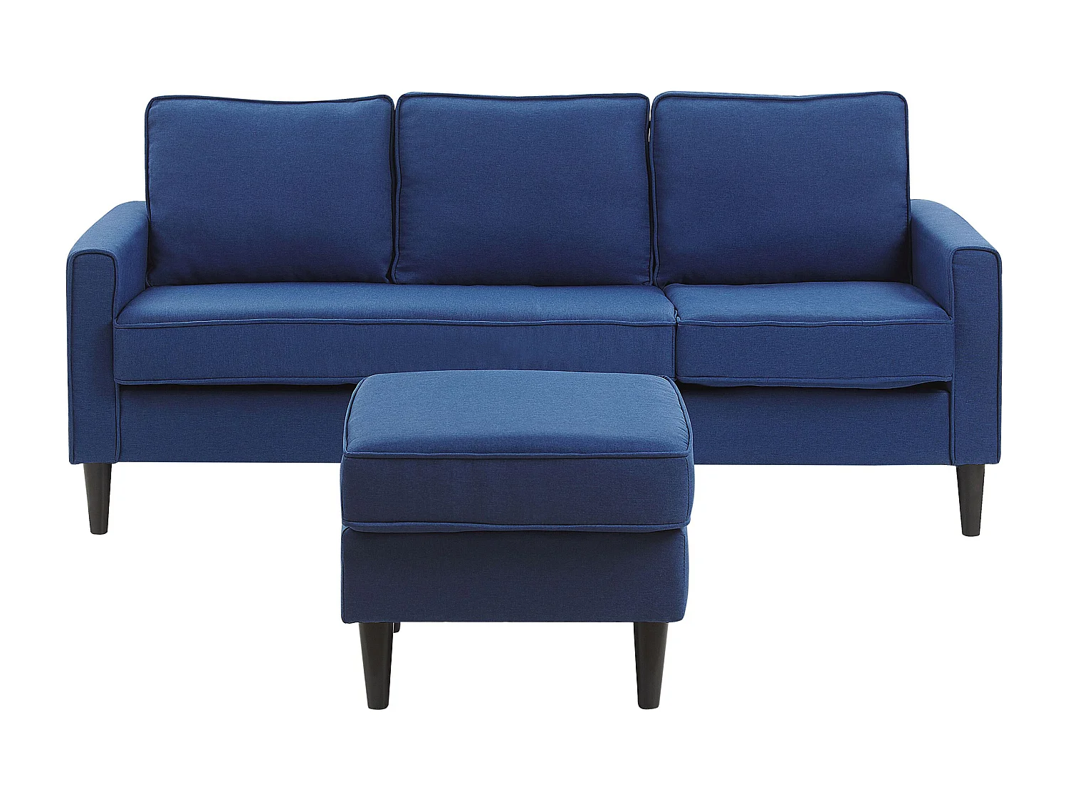Driezitsbank met ottomaan stof donkerblauw AVESTA