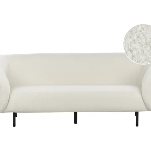 Driezitsbank bouclé wit/zwart LOEN