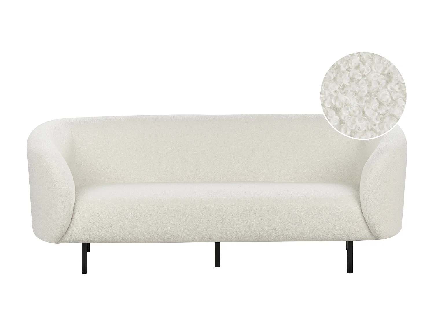 Driezitsbank bouclé wit/zwart LOEN