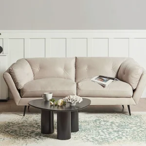Bank LENVIK Fluweel Beige 3-zitter Bank LENVIK Fluweel Beige 3-zitter