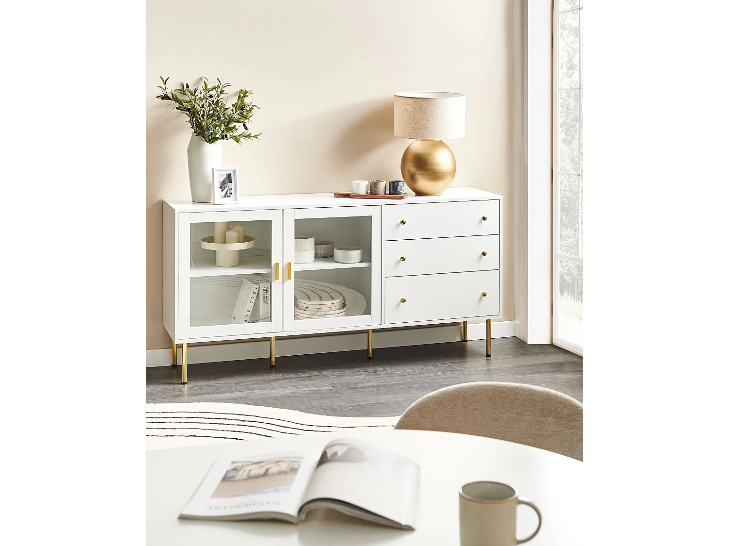Dressoir met 2 deuren MILORA 160 cm Wit