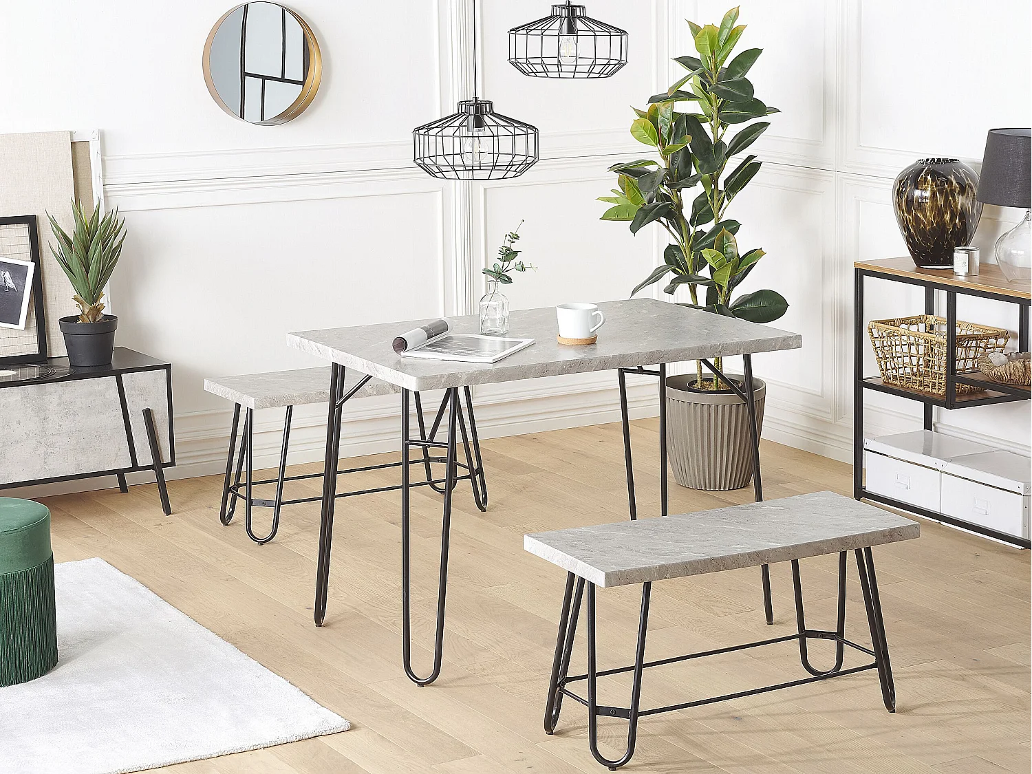 Eetkamerset KEMPTON Lichtgrijs 4-zitter