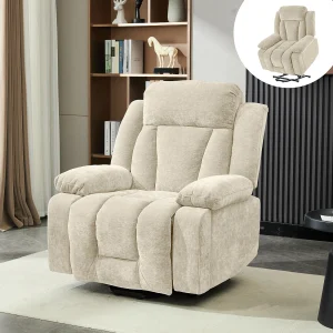 Elektrische massagestoel – 95 x 94 x 107 cm – met 8-punts massage + verwarming en liftfunctie – stof – beige