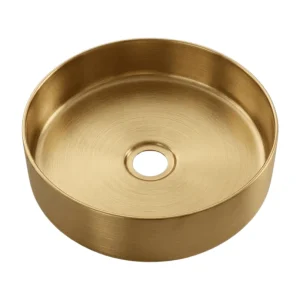 Essenox ronde wastafel 37.5 cm in roestvrij staal geborsteld goud – Essebagno Essenox ronde wastafel 37.5 cm in roestvrij staal geborsteld goud – Essebagno