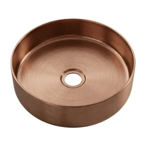 Essenox ronde wastafel 37.5 cm in roestvrij staal geborsteld koper – Essebagno Essenox ronde wastafel 37.5 cm in roestvrij staal geborsteld koper – Essebagno
