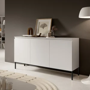 Driedeurs ladekast – 150 cm – wit met zwarte poten – Bemmi Driedeurs ladekast – 150 cm – wit met zwarte poten – Bemmi