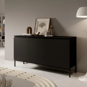 Driedeurs ladekast – 150 cm – zwart met zwarte poten – Bemmi Driedeurs ladekast – 150 cm – zwart met zwarte poten – Bemmi