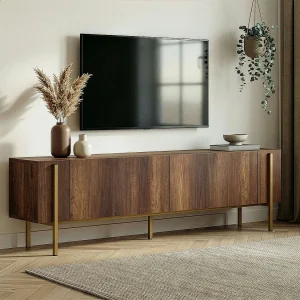 Elegante Nexus Houten TV-standaard – Notenhout Barok Goud – 180 x 30 x 45 cm