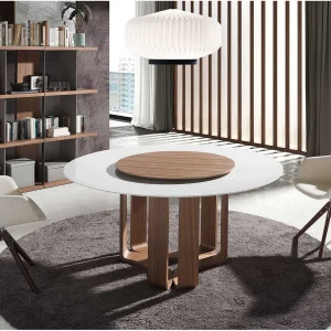 Eettafel rond porselein marmer en walnoot fineer 1137 ANGEL CERDA Eettafel rond porselein marmer en walnoot fineer 1137 ANGEL CERDA