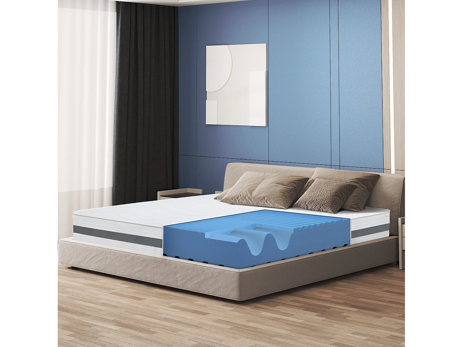 Dubbel matras King Size 210x210 Memory Orthopedisch, antibacterieel, mijtwerend, anti-allergisch | Hoogte 20 cm | Made in Italy