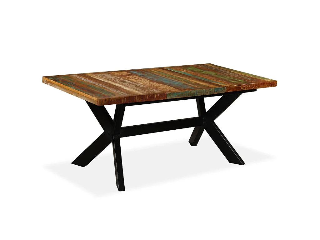 Eettafel 180 cm massief gerecycled hout en stalen kruis