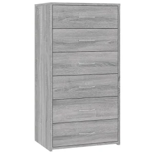 Dressoir met 6 lades 50x34x96 cm bewerkt hout grijs sonoma Dressoir met 6 lades 50x34x96 cm bewerkt hout grijs sonoma
