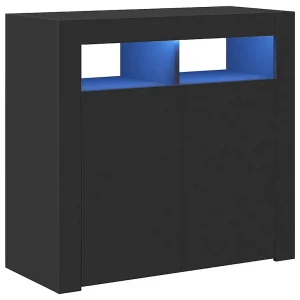 Dressoir met LED-verlichting 80x35x75 cm zwart Dressoir met LED-verlichting 80x35x75 cm zwart