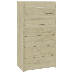 Dressoir met 6 lades 50x34x96 cm bewerkt hout sonoma eikenkleur Dressoir met 6 lades 50x34x96 cm bewerkt hout sonoma eikenkleur