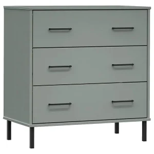 Dressoir met 3 lades OSLO 77x40x79,5 cm massief hout grijs Dressoir met 3 lades OSLO 77x40x79,5 cm massief hout grijs