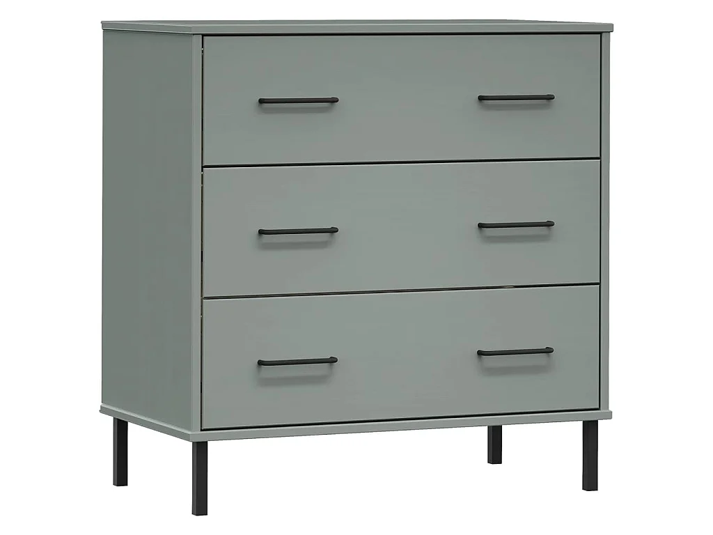 Dressoir met 3 lades OSLO 77x40x79,5 cm massief hout grijs