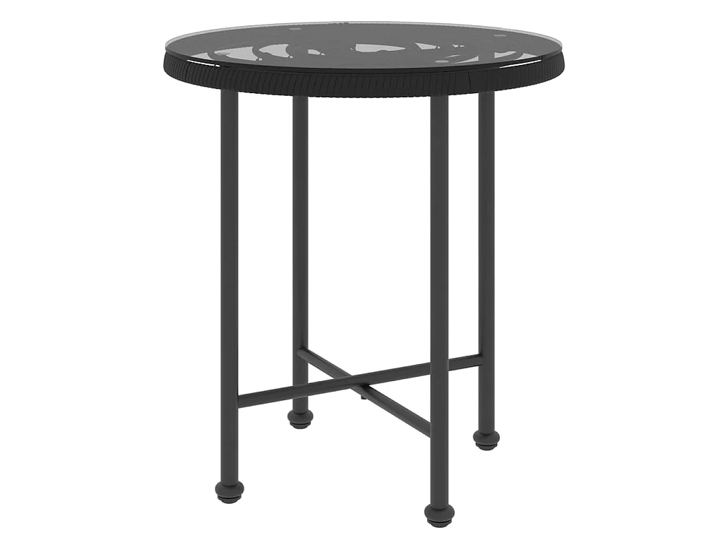 Eettafel Ø50 cm gehard glas en staal zwart