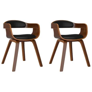 Eetkamerstoelen 2 st gebogen hout en kunstleer zwart Eetkamerstoelen 2 st gebogen hout en kunstleer zwart