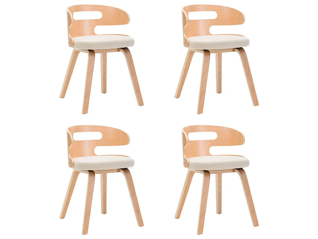 Eetkamerstoelen 4 st gebogen hout en kunstleer crèmekleurig
